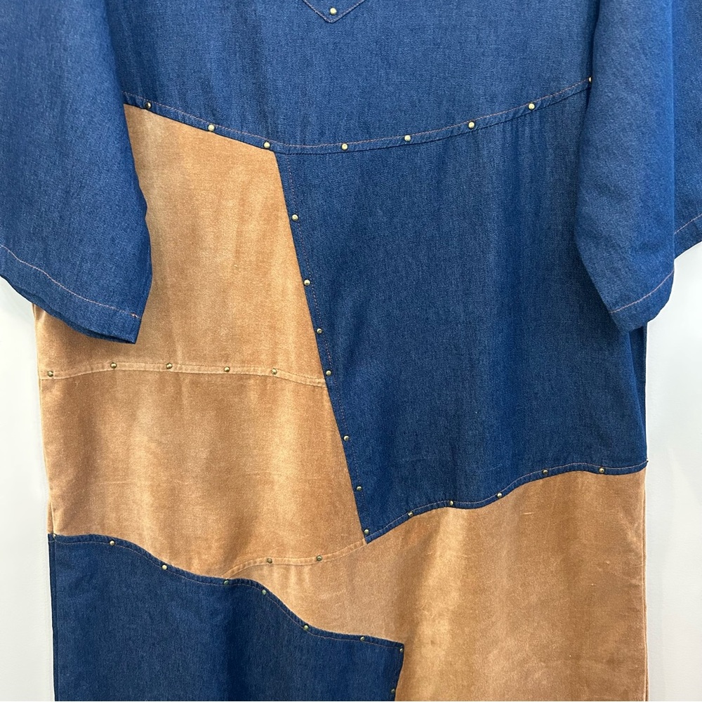 Vintage Patchwork Denim Suede Patchwork Dress Lag… - image 4
